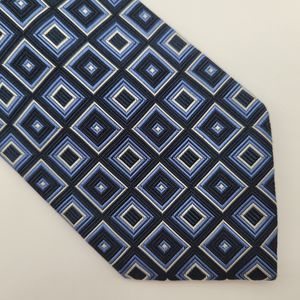 Harold's Silk Embroidered Tie Blue Check Pattern